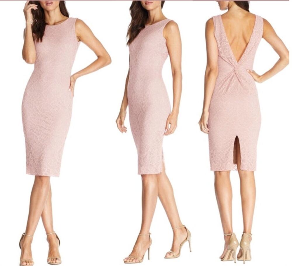 Dress the Population Kendra Lace Bodycon Mini Blush S